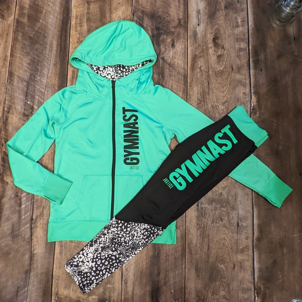 Justice Gymnast Set, green and black, size 10-12